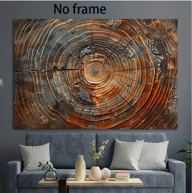 1pc Frameless Tree Rings Canvas Wall Art, 31.49x47.24 inches (80x120cm), Modern Abstract Nature-Inspired Print for Living Room and Bedroom Decor